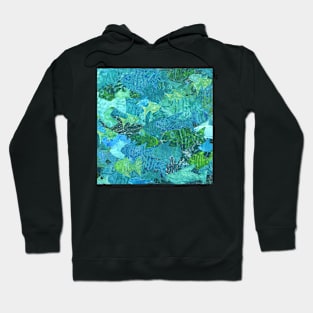 Fish School Monoprint Collage Hoodie